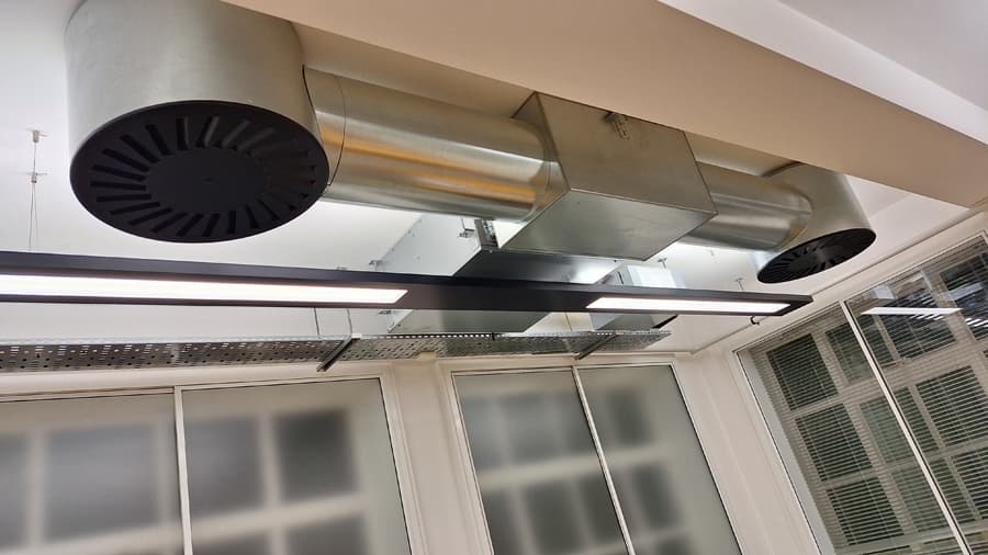 Commercial HVAC ductwork installation in modern office space