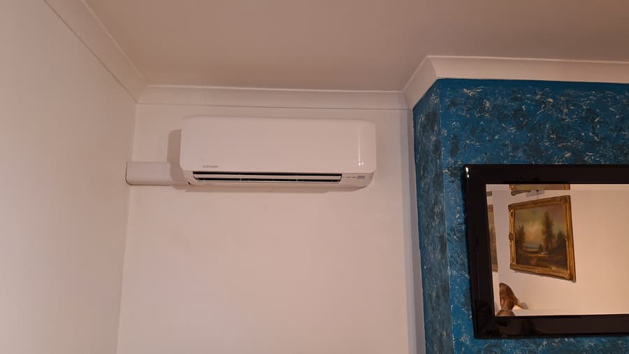 Mitsubishi indoor air conditioning unit installed in Essex bedroom