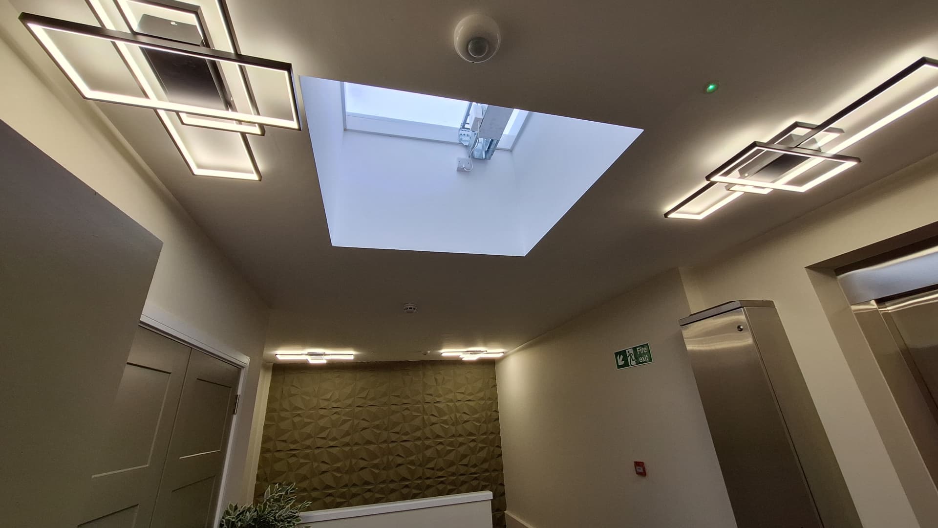 modern LED lighting installation in residential hallway