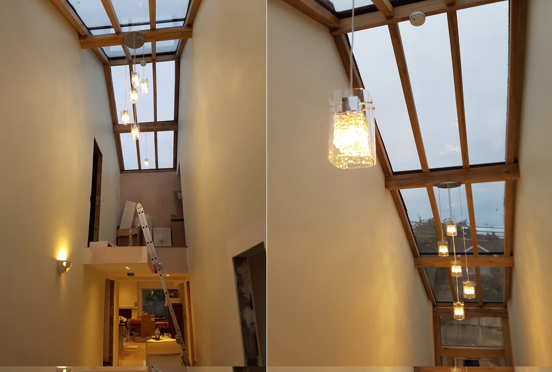 bespoke pendant lighting installation in Essex home
