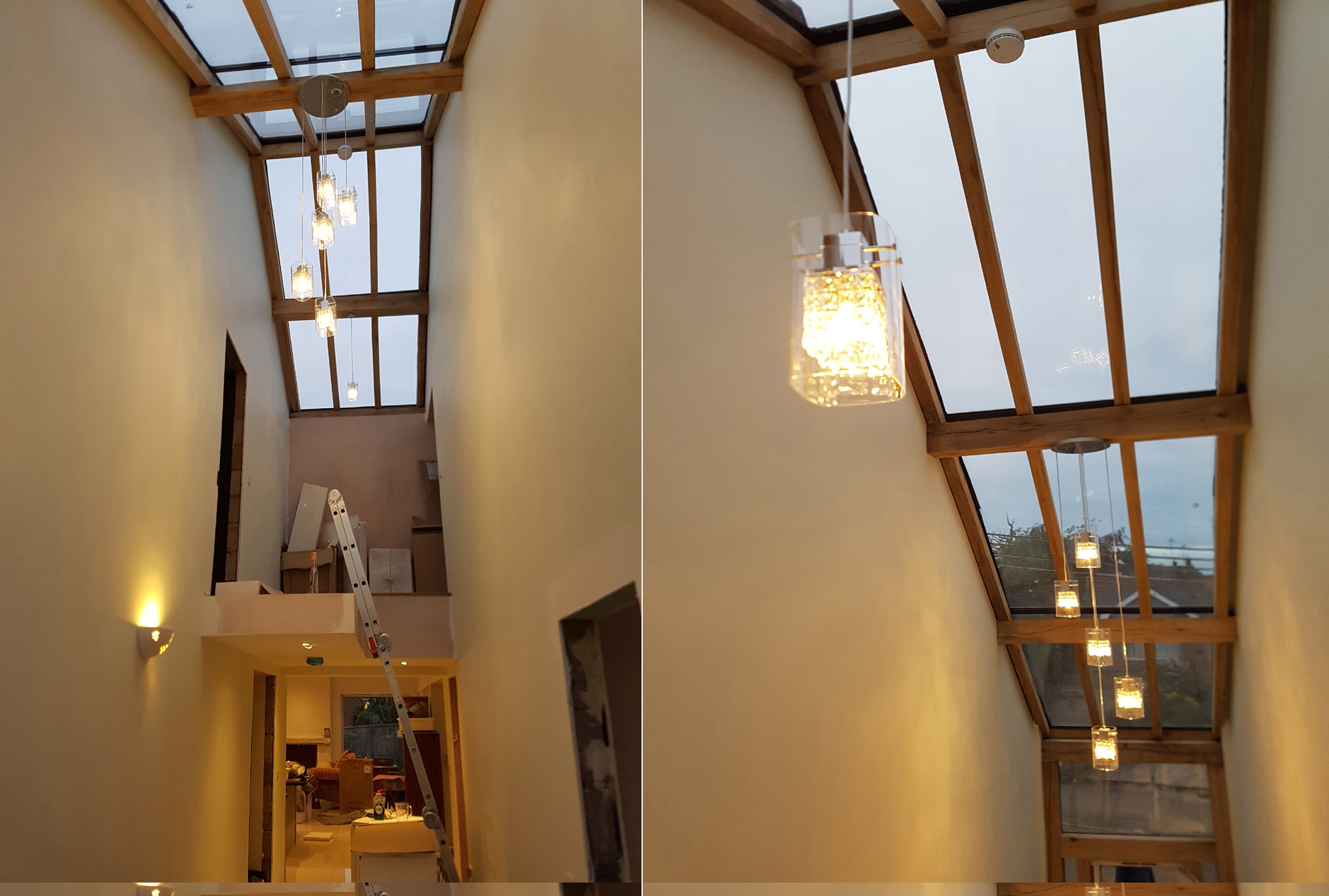 bespoke pendant lighting installation in Essex home